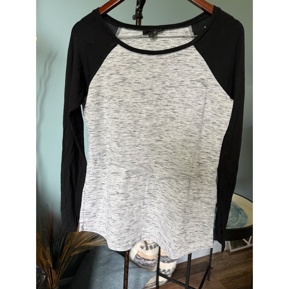 Raglan Baseball Tee Black Grey Space Dye Top